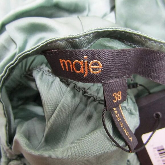 NEW MAJE Womens Satin Look Maxi Dress Size M/IT 38 Emerald Green - Picture 16 of 16